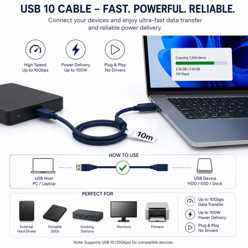 Câble d’extension USB CableSolution USB Extension Cable 10M – vue 2