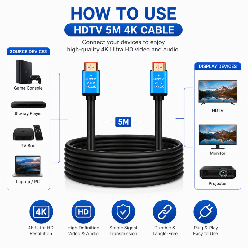 Câble HDMI Premium High Speed HDMI 2.0 Générique HDTV4K5 – vue 2