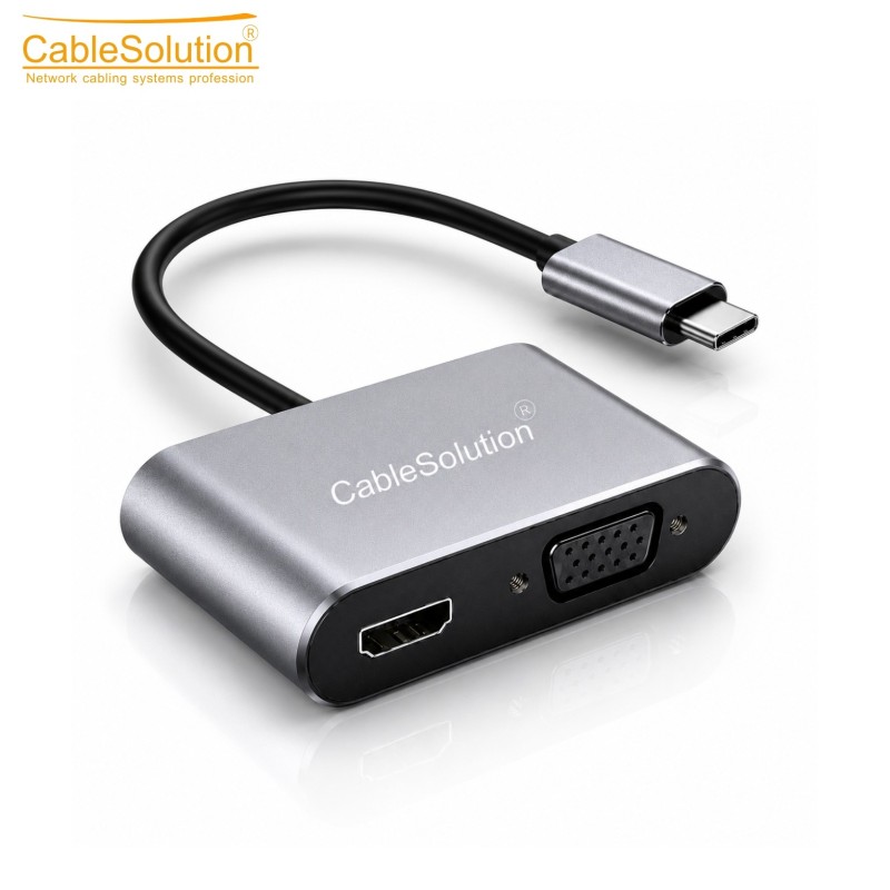 Hub USB Type-C 4 en 1 CableSolution Usb Type-C/HDMI+vga+ – vue 2