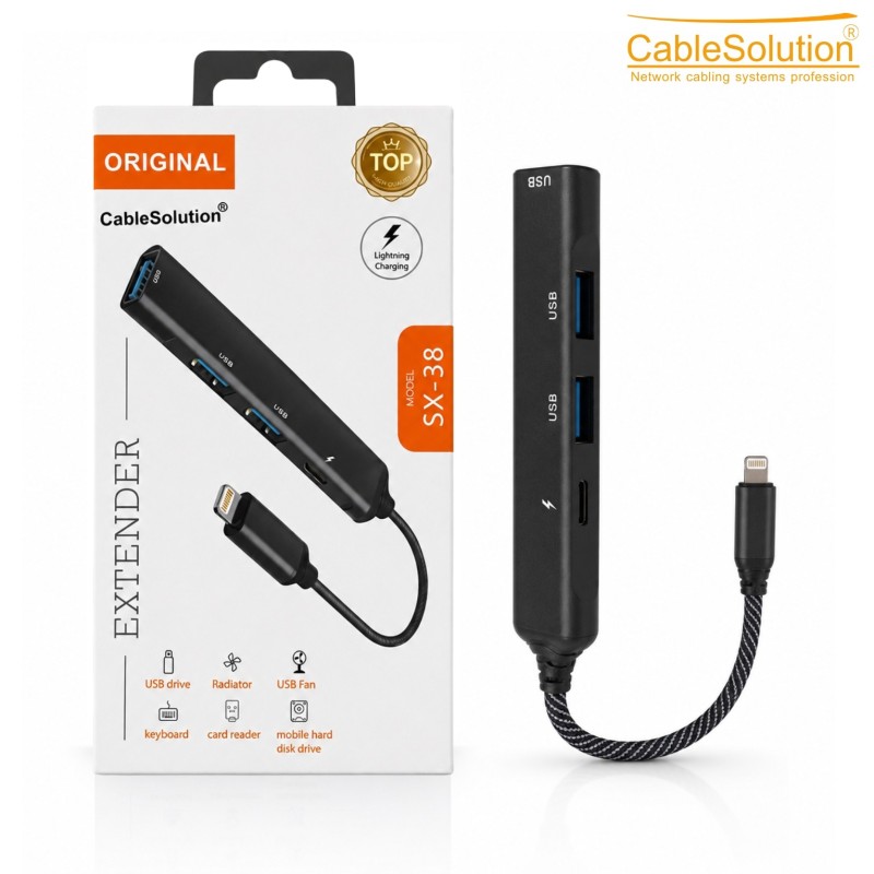 Hub & adapter CableSolution SX-38 – vue 3