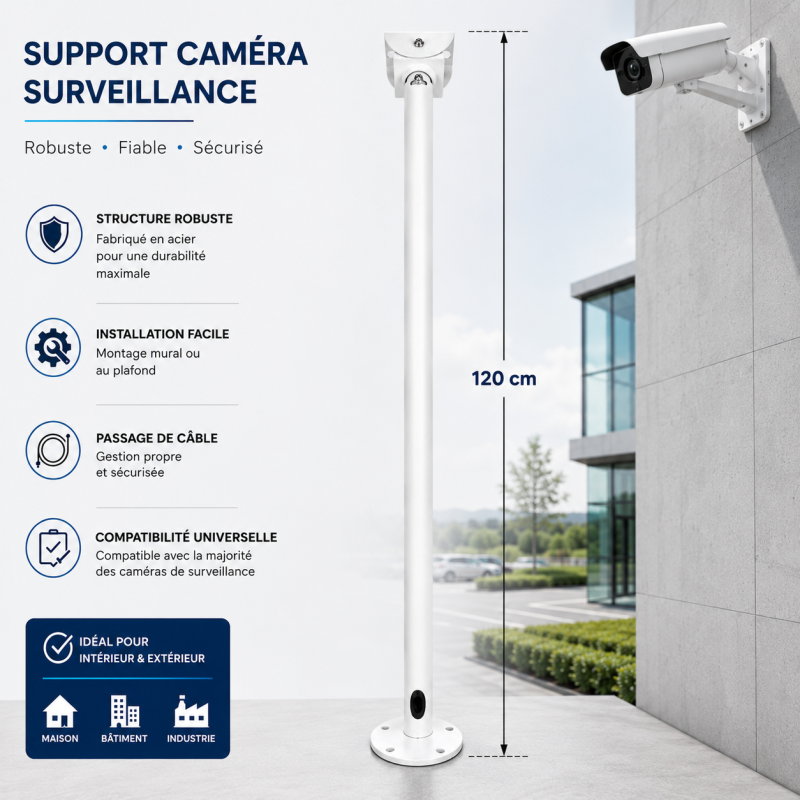 Support caméra de surveillance galvanisé Générique I120 – vue 2